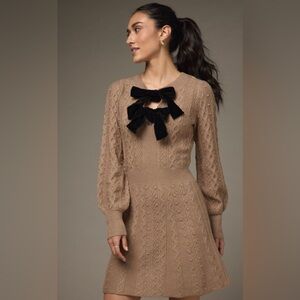 Alyssa Double Velvet Bow Mini Sweater Dress XL